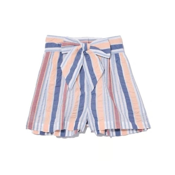 Ulla Johnson Pants - Ulla Johnson Martim Shorts Sky Blue Striped Tie Waist High Rise Short Size 4